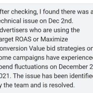 Google Ads issue resulted in spend fluctuations for tROAS and Maximize Conversion Value bid strategies on December 2