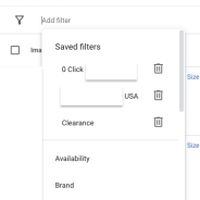 Google Merchant Center allows retailers to save product filters