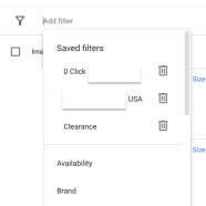 Google Merchant Center allows retailers to save product filters